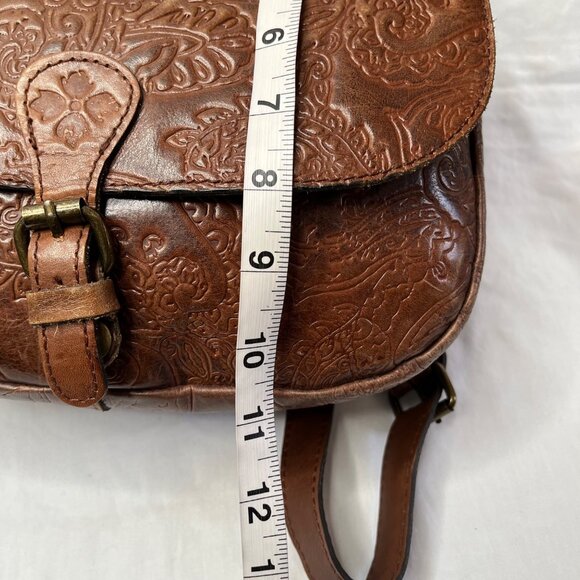 Patricia Nash Tooled Leather Crossbody Western Boho Saddle Bag - Picture 9 of 16